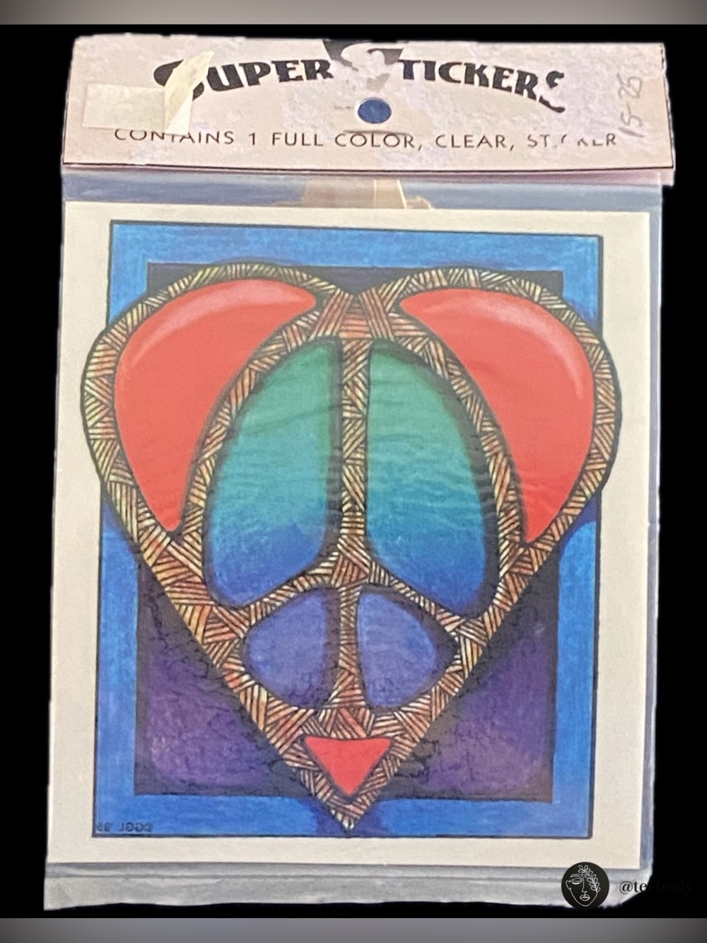 VTG 1995 Ginsburg Graphics Peace Sign Heart Window Decal SuperStickers NWT